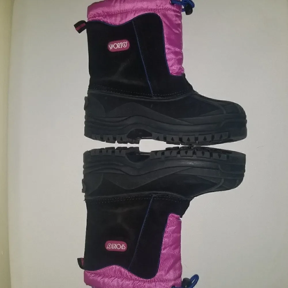 Sporto Kids Black and Pink Rain & Snow Boots